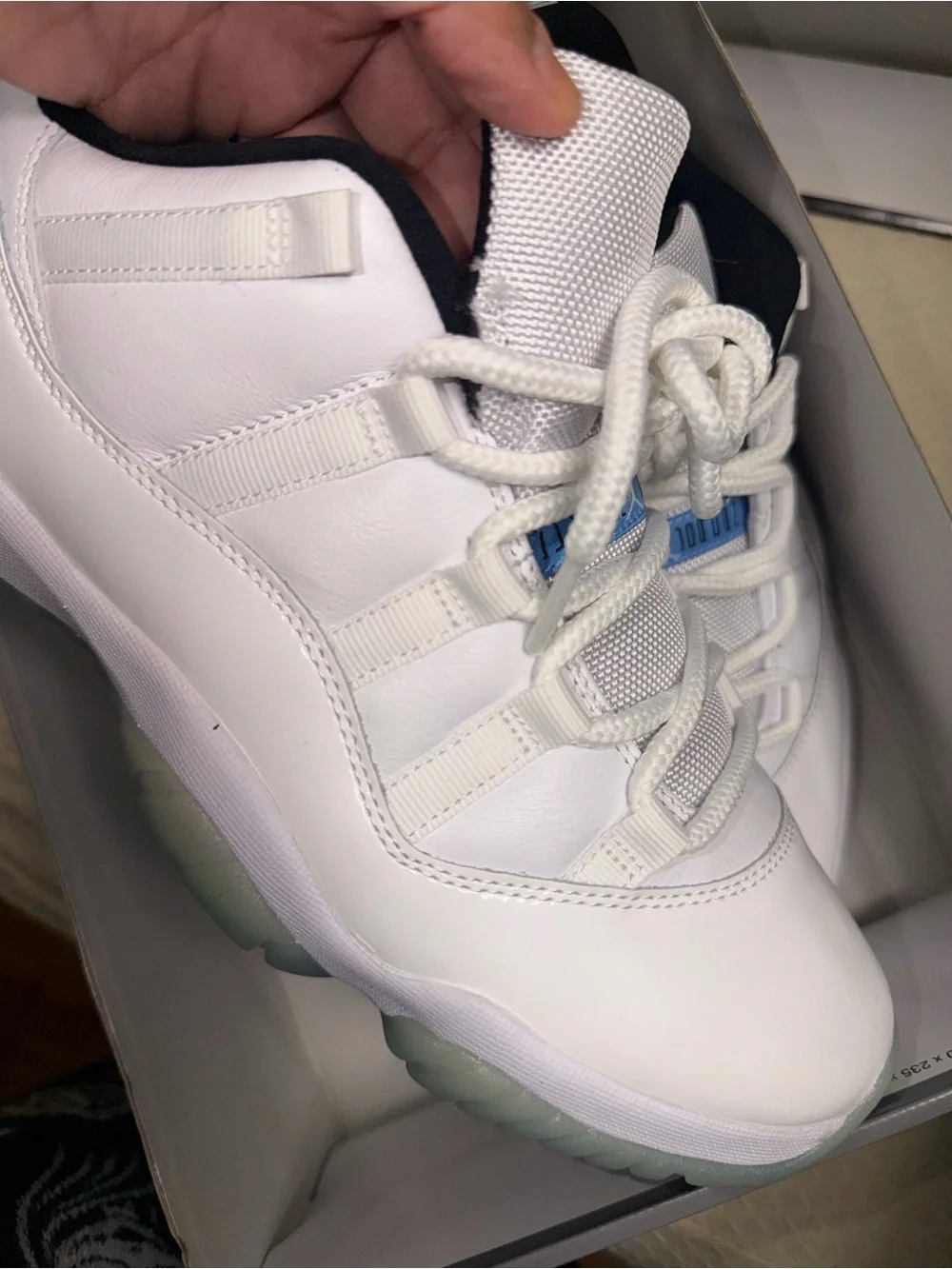 Jordan Kids White and Black Low Top Sneakers with Light Blue Accent